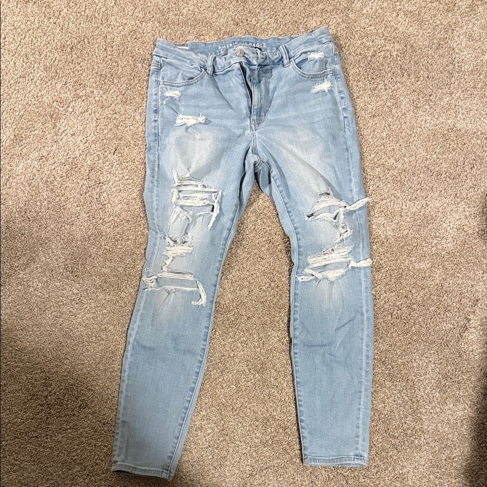 American Eagle Outfitters Light Blue Ripped Skinny Jeans